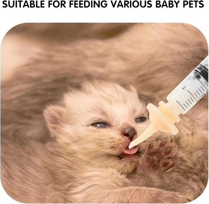 2 CZTNNZK 10PCS Pet Feeding Nipple-Contains 2 Syringes Silicone Material Kitten Nipples for Nursing Reusable Pet Nursing Syringes Suitable for Kittens Puppies, Rabbits, Squirrels