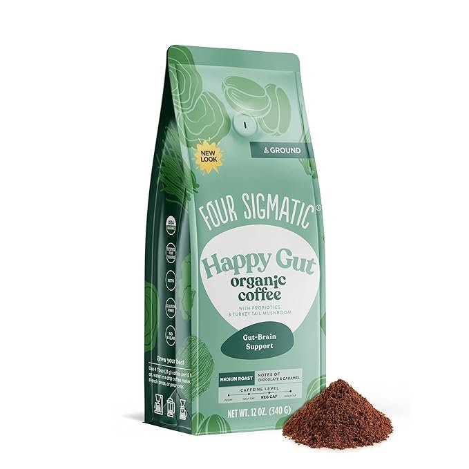1 12oz Bag of Four Sigmatic's Organic Ground Coffee: Medium Roast with Chaga and Turkey Tail Mushrooms