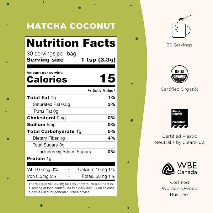 1 Blume Superfoods Latte Organic Matcha Green Tea Powder with Coconut, L-Theanine and Natural Caffeine for Energy & Focus - Matcha from Shizuoka Japan - 30 Servings