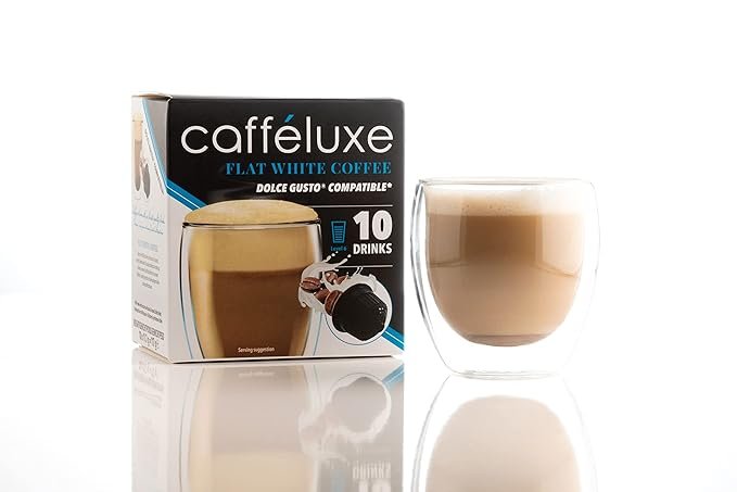 2 cafféluxe | 40 Coffee Pods | Dolce Gusto Compatible Capsules (Flat White, 40) --> Cafféluxe | 40 Coffee Pods | Capsules Compatible with Dolce Gusto Machines (Flat White, 40)