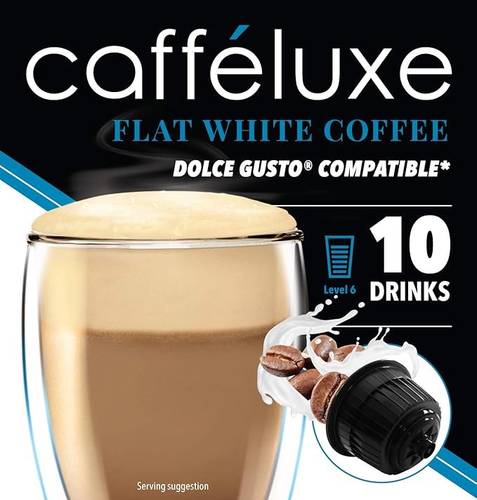 4 cafféluxe | 40 Coffee Pods | Dolce Gusto Compatible Capsules (Flat White, 40) --> Cafféluxe | 40 Coffee Pods | Capsules Compatible with Dolce Gusto Machines (Flat White, 40)