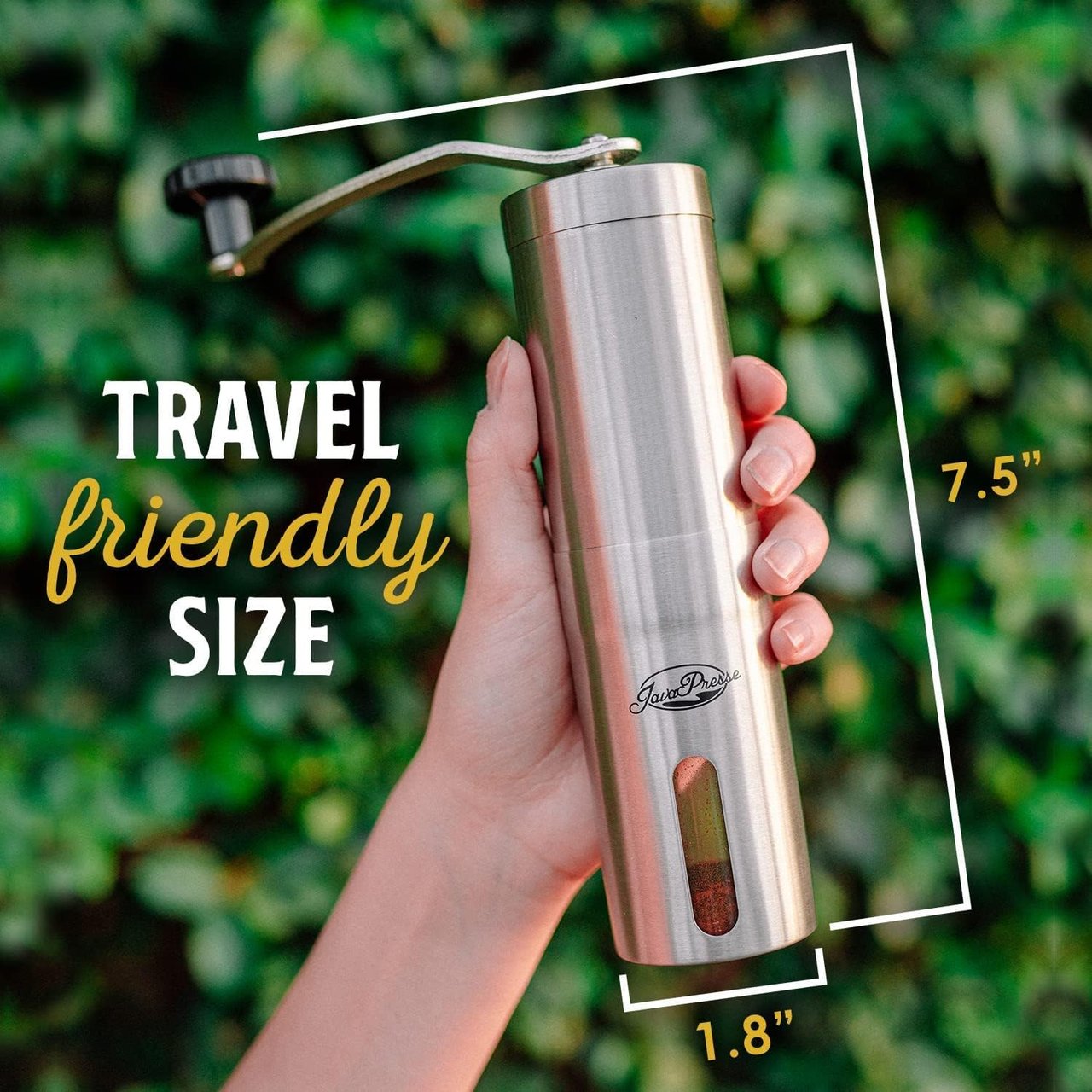 3 JavaPresse's Manual Coffee Grinder - Precision Coffee Bean Grinder with 18 Customizable Grind Levels, Premium Stainless Steel Manual Burr Coffee Grinder with Hand Crank - Exceptional Present, Ideal for Outdoor Adventures.