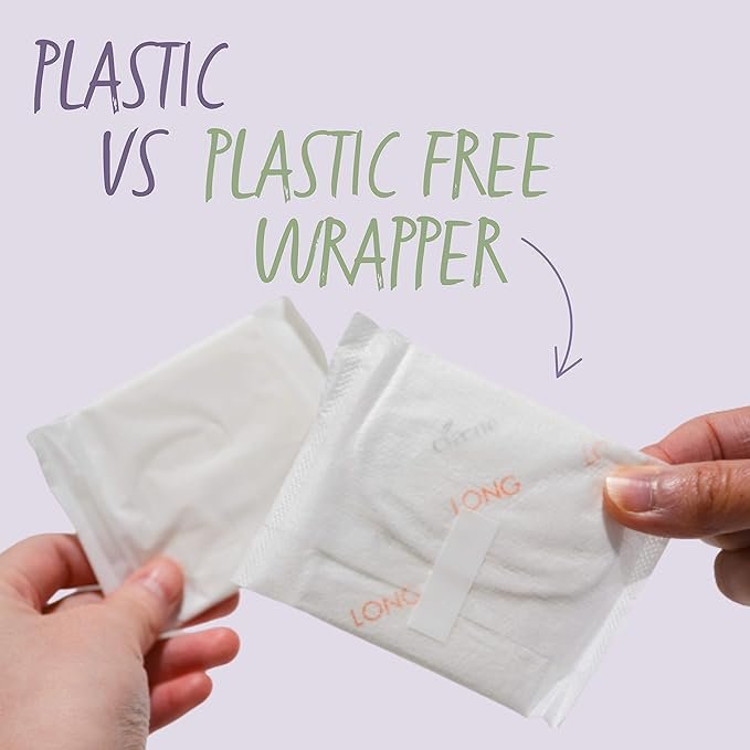 5 Organic Cotton Cover Pads, Cruelty-Free, Menstrual Overnight Sanitary Pads for Women, Unscented, Breathable, Vegan, Organic Pads, Natural Sanitary Napkins with Wings (Large, 56 Count)