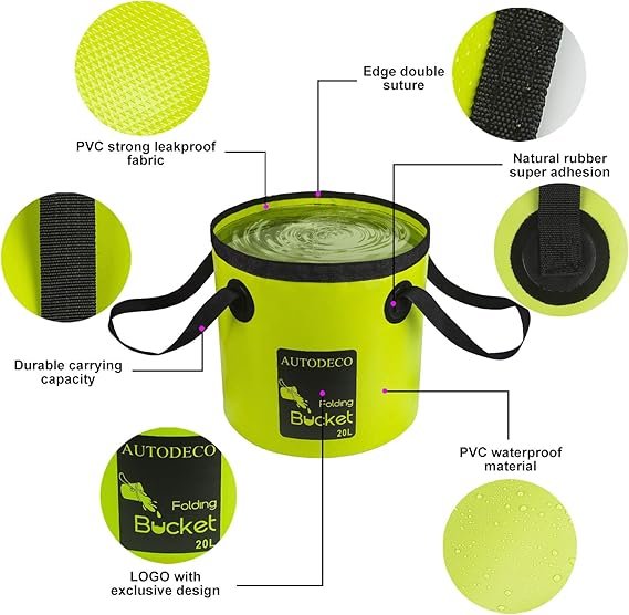 3 Green Portable Collapsible Bucket - 1Pcs 20L