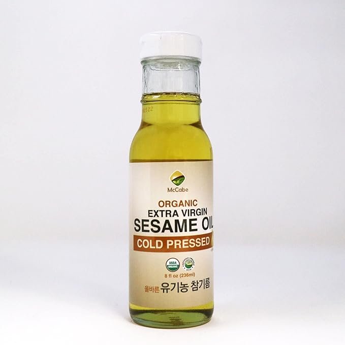 1 McCabe Organic Extra Virgin Sesame Oil - Cold Pressed Sesame Oil | Rich with Fiber & Minerals | USDA and CCOF Certified | Packed in USA | 8 fl oz