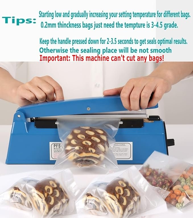 2 Impulse Heat Sealer Manual Bags Sealer Heat Sealing Machine 12 Inch Impulse Sealer Machine for Plastic Bags PE PP Bags with Extra Replace Element Grip