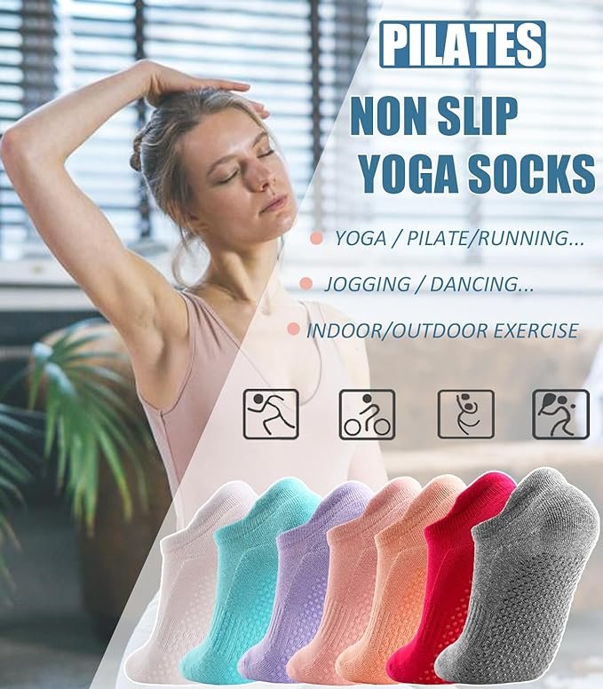 3 Grip Socks for Women Pilates Non Slip Socks Womens Pilates Socks with Grips for Women Grippers Socks No Slip Socks Women
