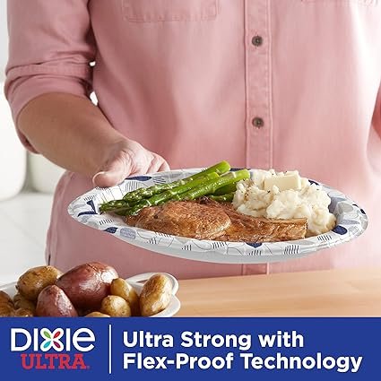 3 Dixie Ultra Paper Plates, 10 1/16 inch, Dinner Size Printed Disposable Plate, 172 Count (4 Packs of 43 Plates), Packaging and Design May Vary