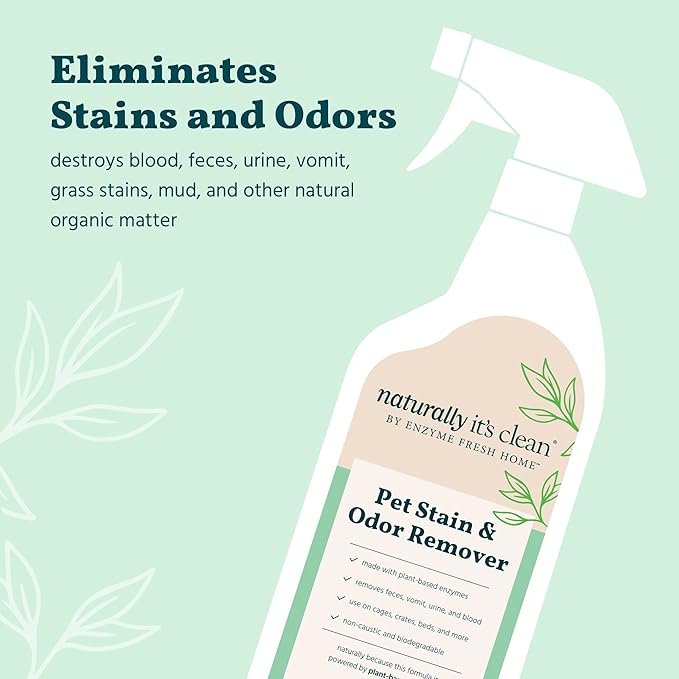 1 naturally it's clean Pet Stain & Odor Remover | Eliminates Blood, Feces, Urine, Vomit, Grass Stains, Mud, and Other Natural Organic Matter | 2 Pack