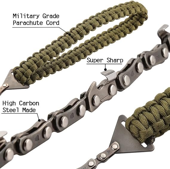 2 Pocket Chainsaw with Paracord Handle (24inch-11teeth) / (36inch-16teeth) Emergency Outdoor Survival Gear Folding Chain Hand Saw Fast Wood & Tree Cutting Best for Camping Backpacking Hiking Hunting