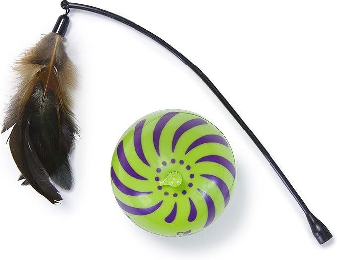 1 SmartyKat Feather Whirl Electronic Motion Wand Cat Toy, Battery Powered - Green, One Size