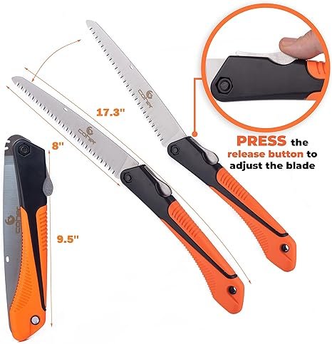 1 Folding Saw, 8 Inch Rugged Blade Hand Saw, Best for Camping, Gardening, Hunting | Cutting Wood, PVC, Bone, Pruning Saw with Ergonomic Non-Slip Handle Design