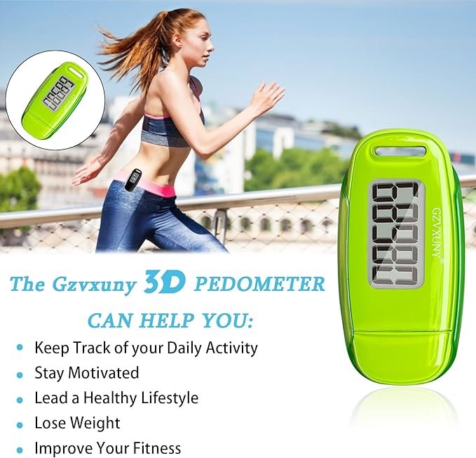 1 Gzvxuny USB Pedometer with Clip and Strap, Step Counter for Walking Accurately Track Steps, Simple Step Counter, Exercise Time