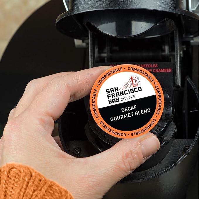 4 San Francisco Bay Compostable Decaf Gourmet Blend Coffee Pods (80 Count) - K Cup Compatible for Keurig 2.0, Deep Dark Roast, Swiss Water Processed