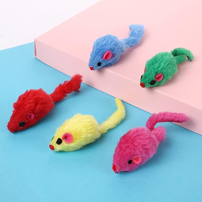 3 Furry Cat Toys Mice Rattle Interactive Mouse Toy for Indoor Cats Catnip Ball Pet Play Fur Ball Rabbit Assorted Color