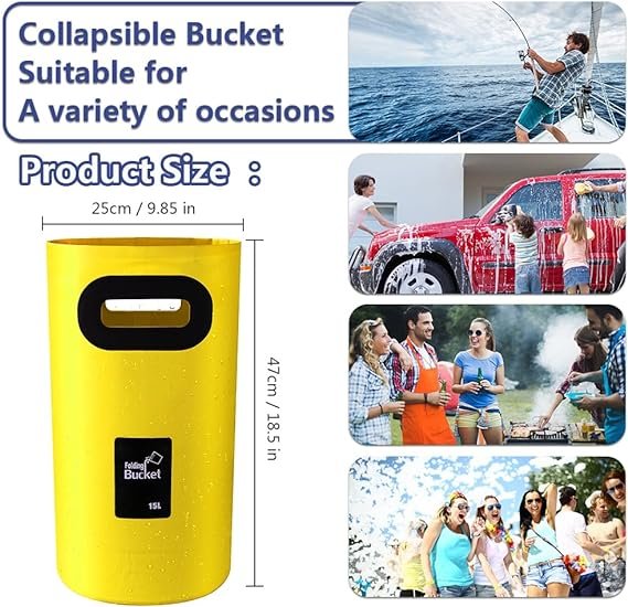 2 aiGear Collapsible Bucket 4 Gallon Portable Camping Outdoor Buckets Water Container Basin Foldable for Camping Hiking Travel Foot Soaking Fishing (FB15LBL)