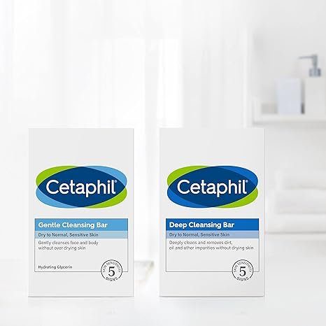 4 Gentle Cleansing Body and Face Bar by Cetaphil, Triple Pack, Ideal for Dry to Normal and Sensitive Skin, No Soap, No Allergens, No Parabens, No Fragrance, Helps Clear Makeup, Grime, and Excess Oil