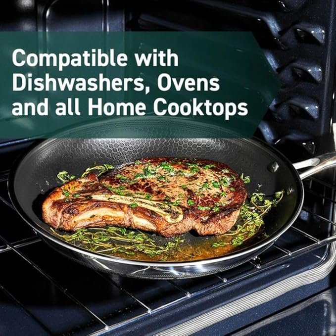 4 HexClad Hybrid Nonstick 6-Piece Fry Pan Set, 8, 10 and 12-Inch Frying Pans with Tempered Glass Lids, Stay-Cool Handles, Dishwasher and Oven Safe, Induction Ready, Compatible with All Cooktops