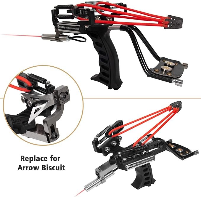 3 Professional Slingshot with Laser Sight - Goldboy Edition; Advanced Adult Hunting Slingshot with Rubber Band Replacements and Ammunition