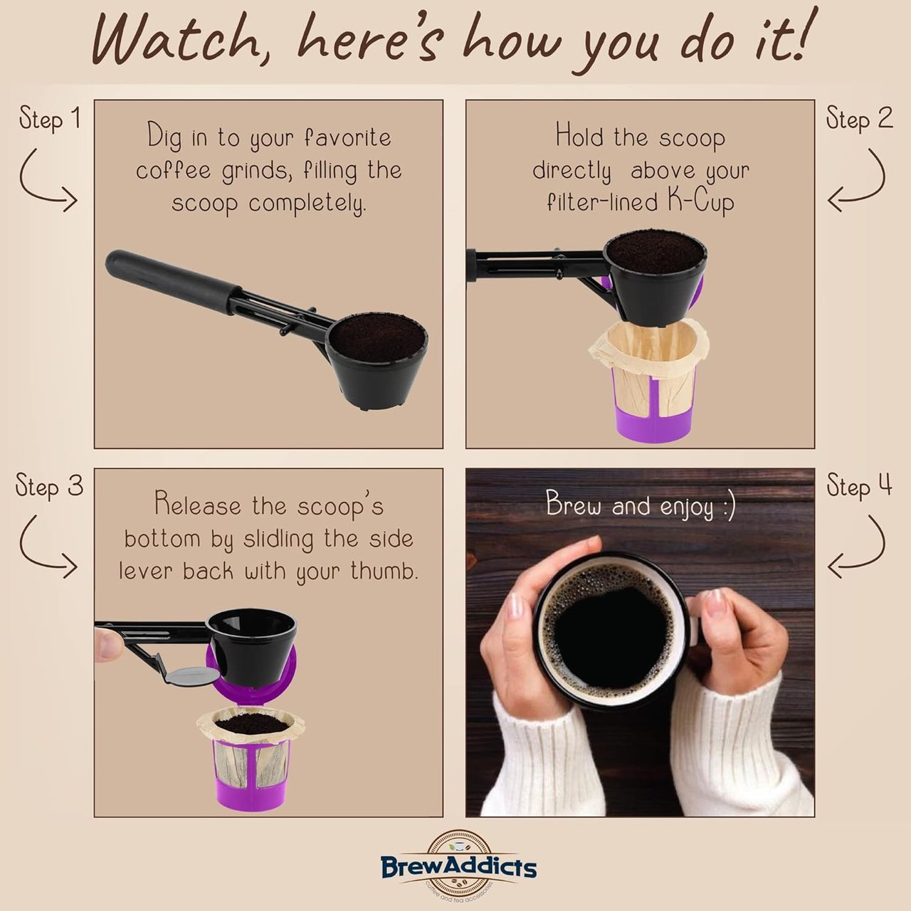 2 Black Coffee Scoop for Keurig Reusable K Cups - Spoon for Single Serve Refillable Capsules Accessories