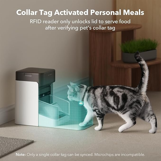 1 PETLIBRO Upgraded RFID Automatic Cat Feeder, 5G Wi-Fi Automatic Pet Feeder, 3L Auto Cat Feeder App Control with Light Collar Tag, Tag Activated One Automatic Cat Food Dispenser 1-10 Meals Control