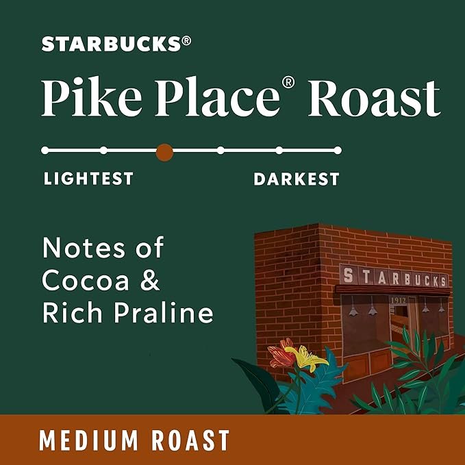 1 Starbucks Coffee Pods—Medium Roast—Pike Place Roast—Keurig Brewers—100% Arabica—6 packs (60 pods in total)