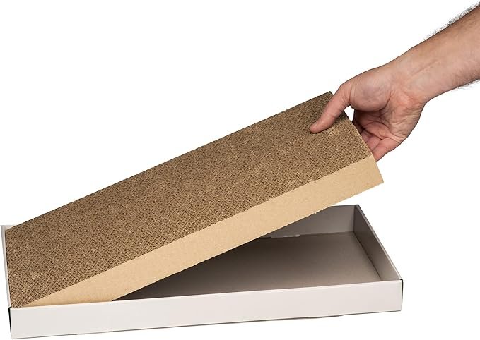 1 Amazon Basics Corrugate Cat Scratchers, 4 Pack, White