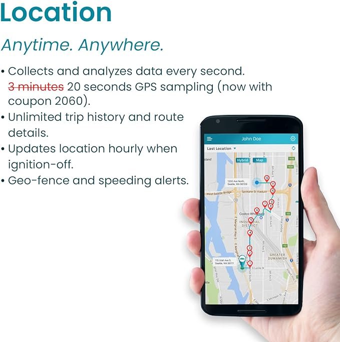 1 VehiTrack - Vehicle Tracking System, [No Extra Charges], High-Speed 4G Connectivity, Vehicle Positioning, Journey Record, Driving Notifications, Virtual Boundary, Efficient Fuel Usage, Vehicle Diagnostic Codes, Made in the USA, Suitable for Families or Vehicle Fleets
