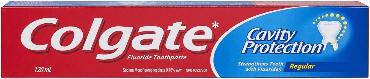 2 Colgate Cavity Protection Fluoride Toothpaste, Regular, 4 count X 120 mL/count