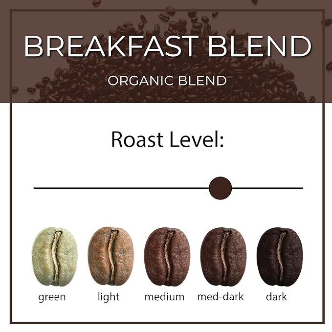 3 The Bean Organic Coffee Company Breakfast Blend, Medium Dark Roast, Whole Bean Coffee, 16-Ounce Bag