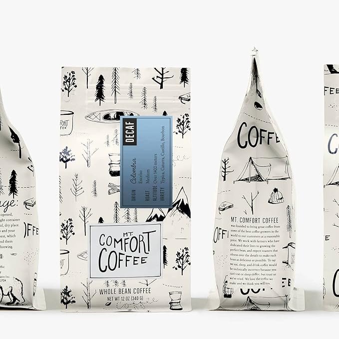 2 Mt. Comfort Coffee Decaf Colombia Medium Roast, 12 Ounce - Flavor Notes of Chocolate, Caramel and Tropical Fruit - Sourced From Small, Colombian Coffee Farms - Roasted Whole Beans