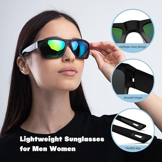 1 TOREGE Polarized Sports Sunglasses for Men and Women Cycling Running Golf Fishing Sunglasses TR26
