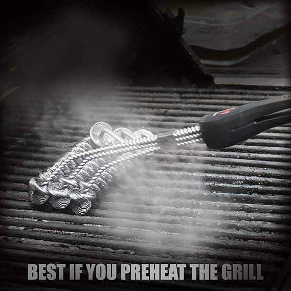 1 Kona Safe/Clean Grill Brush - Bristle Free BBQ Grill Brush - 100% Rust Resistant Stainless Steel Barbecue Cleaner - Safe for Porcelain, Ceramic, Steel, Cast Iron - Great Grilling Accessories Gift