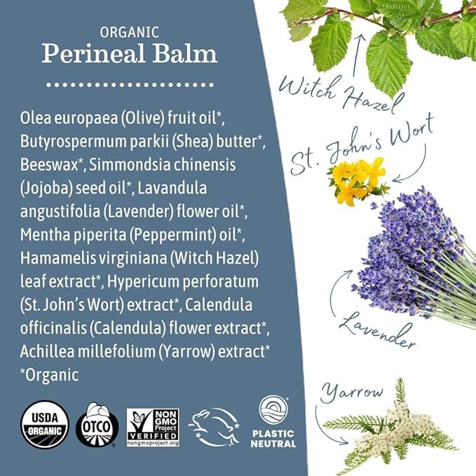 5 Earth Mama Organic Perineal Balm | Naturally Cooling Herbal Salve for Pregnancy and Postpartum Relief with Witch Hazel & Calendula, Feminine Care Essentials, No Benzocaine or Butane, 2-Fluid Ounce