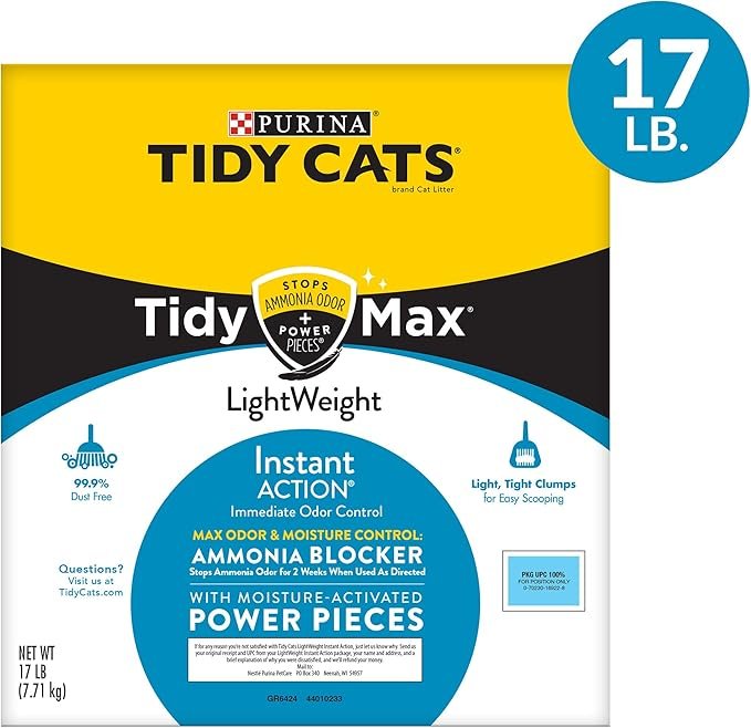 2 Purina Tidy Cats LightWeight Clumping Cat Litter, Tidy Max Instant Action Formula - 17 lb. Box