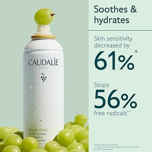 1 Caudalie Grape Water Moisturizing Face Mist - Soothing Organic Facial Spray to Instantly Hydrate and Strengthen the Skin Barrier, Safe for Sensitive Skin