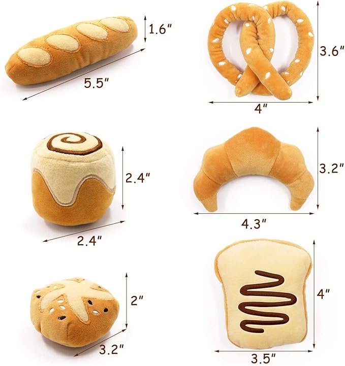 1 Bread Catnip Toys Cat Toys for Indoor Cats Interactive Toys for Cat Lover Gifts Kitten Chew Bite Kick Toys Baguette Croissant Pretzel Toast Bun Cinnamon Roll Plush Catmint Pet Birthday Presents