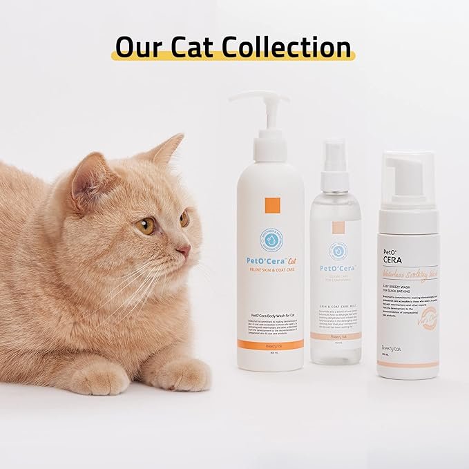 4 PetO’Cera Cat Shampoo | All-in-one Cat Shampoo | Hypoallergenic Itch Relief &Moisturizing | Veterinarian Approved and Formulated Shampoo for Cats (1 Bottle (10.1oz))