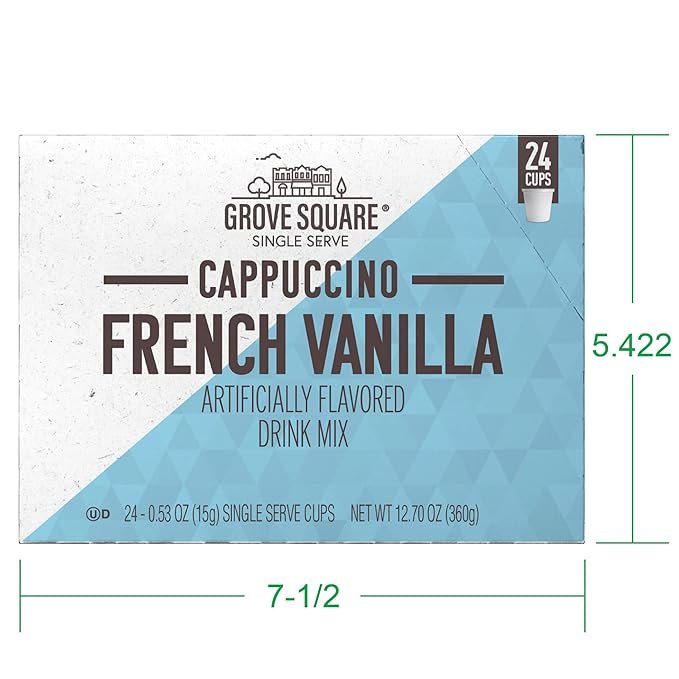 3 Grove Square Cappuccino Pods, French Vanilla, 24 Single Serve Pods (1 Pack)