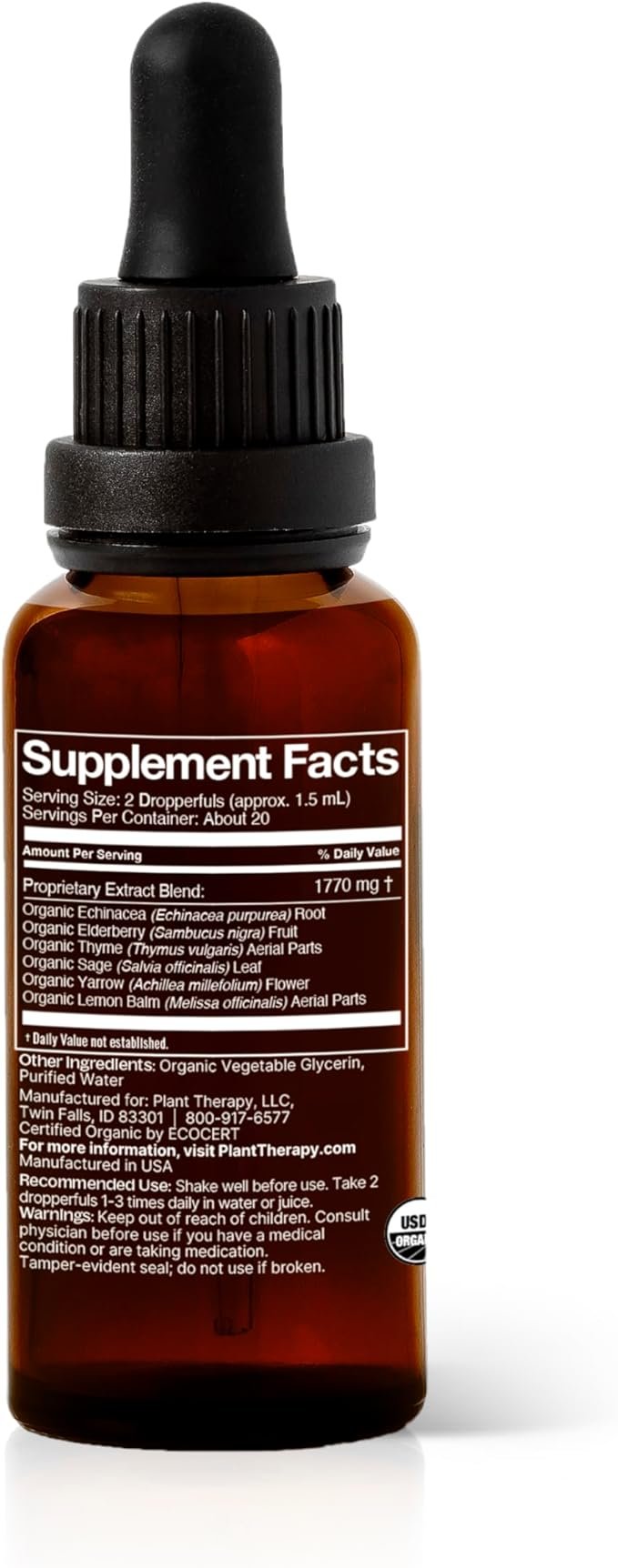 5 Plant Therapy Organic Immunity Boost Tincture 30 mL (1 oz) with Ehcinacea, Elderberry & Lemon Balm Extract, Supports a Healthy Immune System, Natural Defense Against Seasonal Threats