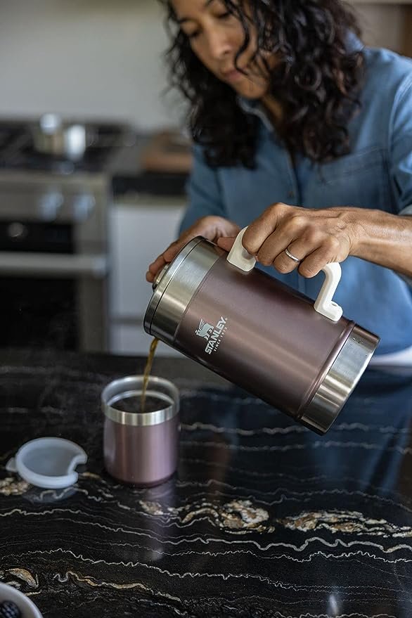 2 Stanley 48oz Stainless Steel Coffee Press, Double Vacuum Insulated, Wide Mouth, High-Capacity, Comfort Grip, Safe for Dishwasher