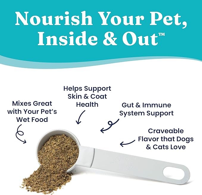 1 Solid Gold SeaMeal Cat & Dog Food Topper - Kelp Powder Dog & Cat Multivitamin - Omega 3 & Digestive Enzymes for Skin & Coat, Gut + Immune Support - 5 oz