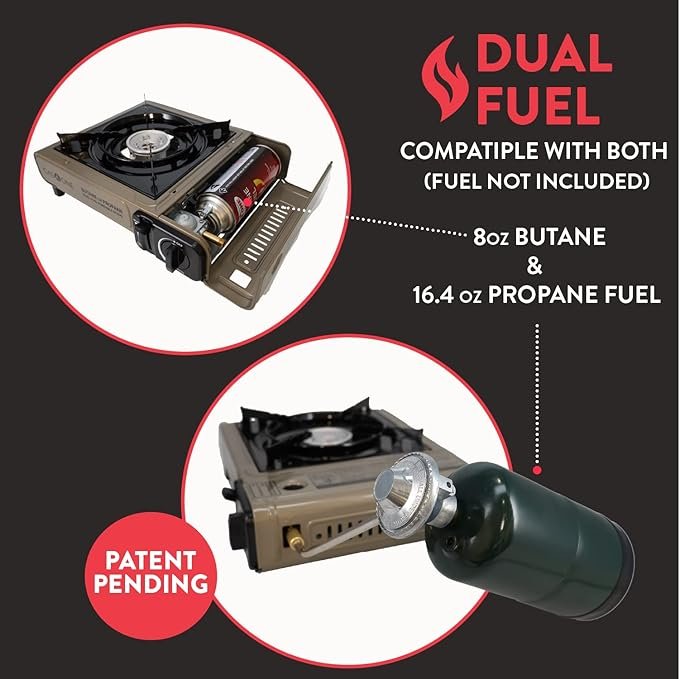 1 Gas One GS-3400P Propane or Butane Stove Dual Fuel Stove Portable Camping Stove - Patent Pending - with Carrying Case Great for Emergency Preparedness Kit