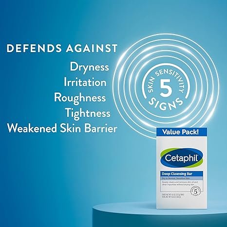 1 Gentle Cleansing Body and Face Bar by Cetaphil, Triple Pack, Ideal for Dry to Normal and Sensitive Skin, No Soap, No Allergens, No Parabens, No Fragrance, Helps Clear Makeup, Grime, and Excess Oil