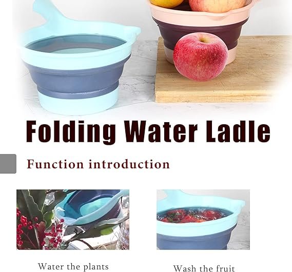 2 2 Pcs Folding Water Ladle - Collapsible Kitchen Water Scoop Cup material Portable Space Saving Water Ladle for Bath Hair Washing Plastic Collapsible Bath Ladle for Kitchen Bathroom Outdoor
