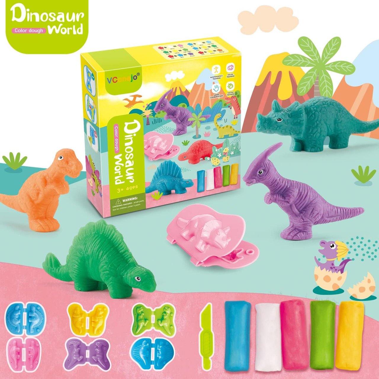 1 Color Dough Toys Dinosaur World Dough Set Creations Tools for Kid Play with Animals