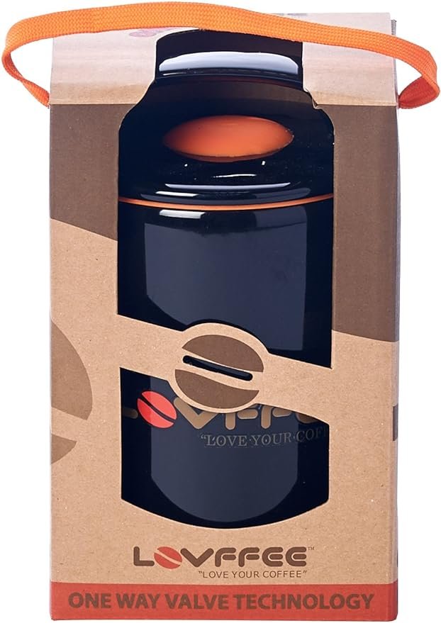 3 LOVFFEE Ceramic Coffee Canister (with Coffee Scoop): Holds 1 Pound of Coffee in Airtight Storage Container