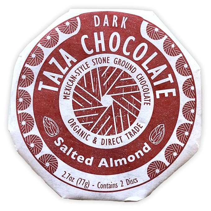 1 Taza Chocolate Organic Mexicano Disc 40% Dark Chocolate, Salted Almond, 2.7 Ounce (12 Count), Vegan