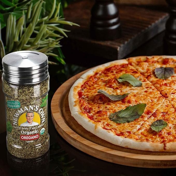 2 Newman's Own Organic Oregano Leaves; Great on Pasta, Dressings, and Marinades, USDA Certified Organic; Non-GMO; Kosher; 0.52Oz. Bottle
