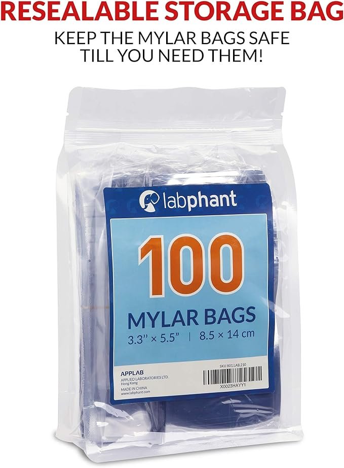 5 100 Heat Sealable Mylar Ziplock Bags for Various Items